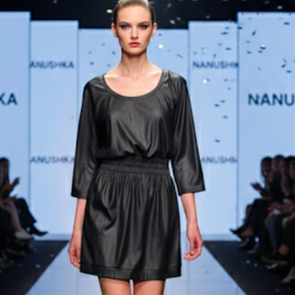 Authentic Nanushka soft black metallic shimmer designer dress sz small